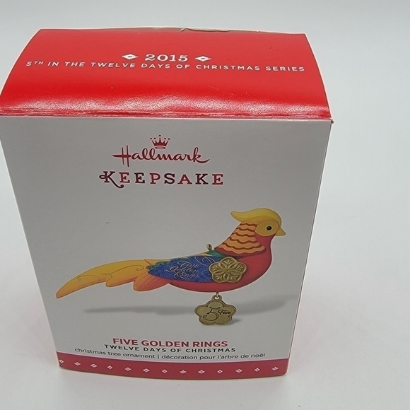 𝅺HALLMARK 12 Days of Christmas Five Golden Rings Pheasant Ornament - Picture 5 of 9